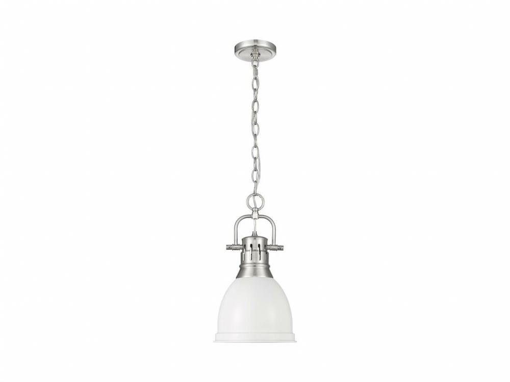 Duncan Small Pendant with Chain in Pewter with Matte White