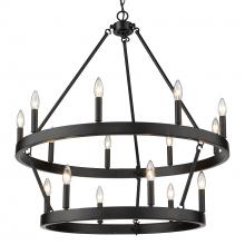 Golden 1017-96 BLK - Alastair 2 Tier 9+6 Light Chandelier in Matte Black