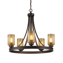 Golden 1051-5 SBZ - Hidalgo 5 Light Chandelier in Sovereign Bronze with Regal Glass