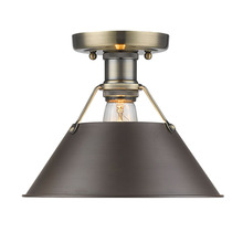 Golden 3306-FM AB-RBZ - Orwell 1-Light Flush Mount in Aged Brass with Rubbed Bronze