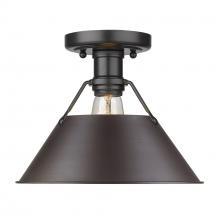 Golden 3306-FM BLK-RBZ - Orwell 1-Light Flush Mount in Matte Black with Rubbed Bronze