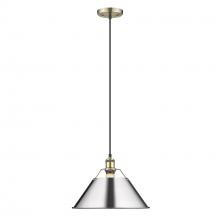 Golden 3306-L AB-CH - Orwell 14" Wide Large Pendant in Aged Brass with Chrome