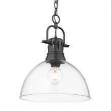 Golden 3602-L BLK-CLR - Duncan BLK 1 Light Pendant in Matte Black with Clear Glass Shade