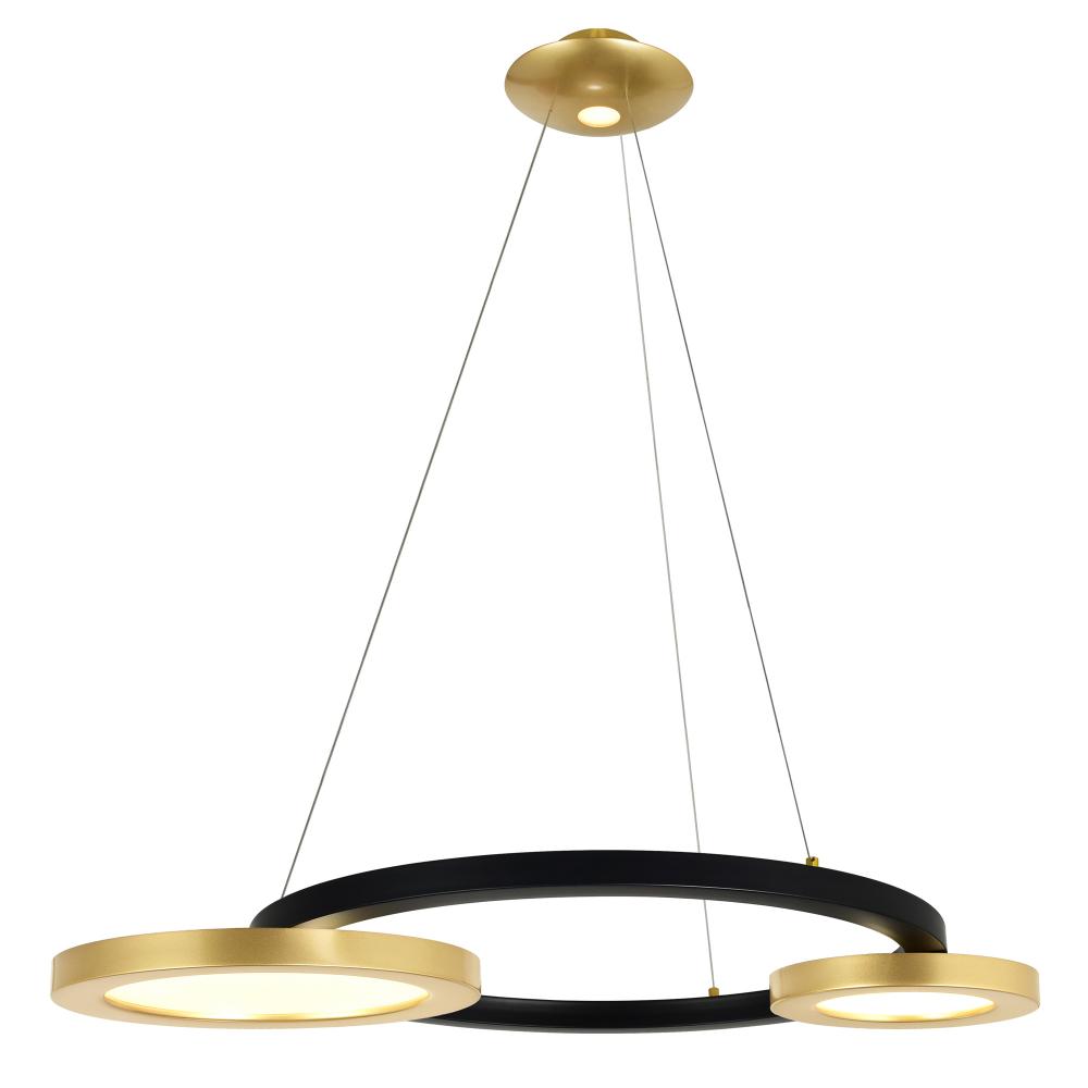 Deux Lunes LED Chandelier With Sun Gold & Black Finish