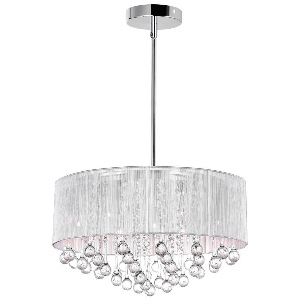 Water Drop 9 Light Drum Shade Chandelier With Chrome Finish