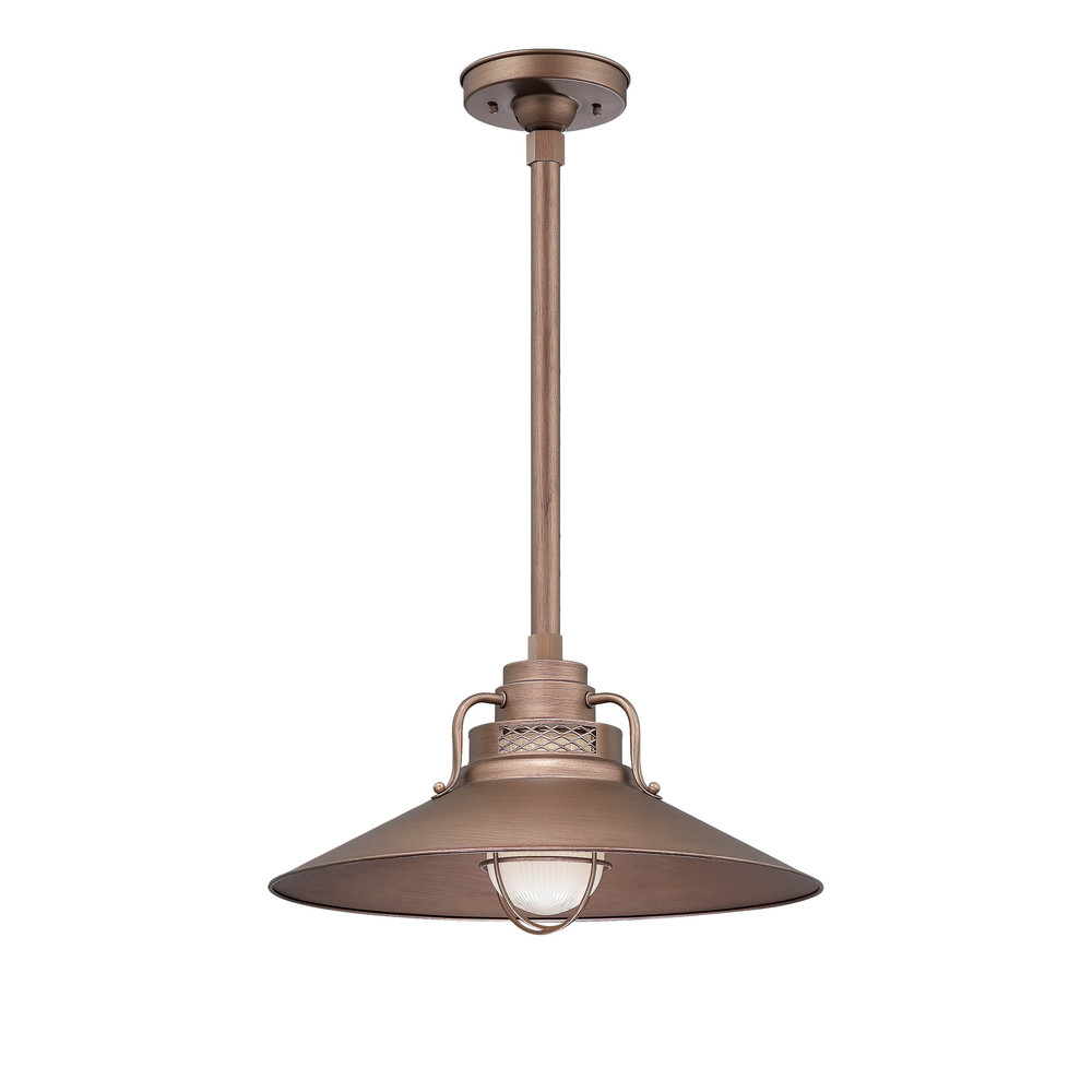 R Series 1-Light Stem Hung Railroad Shade Copper