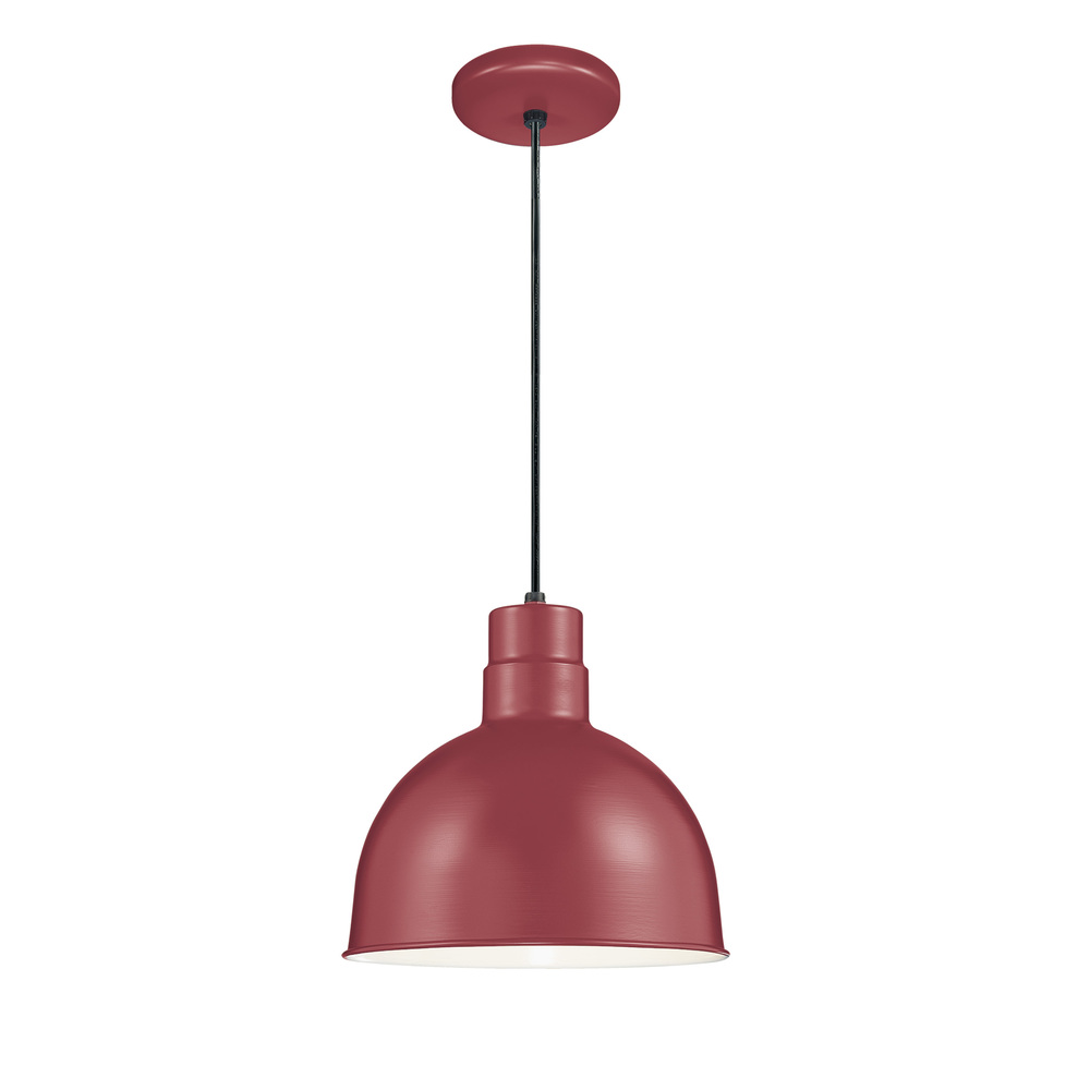 R Series 1-Light Cord Hung Deep Bowl Shade Satin Red