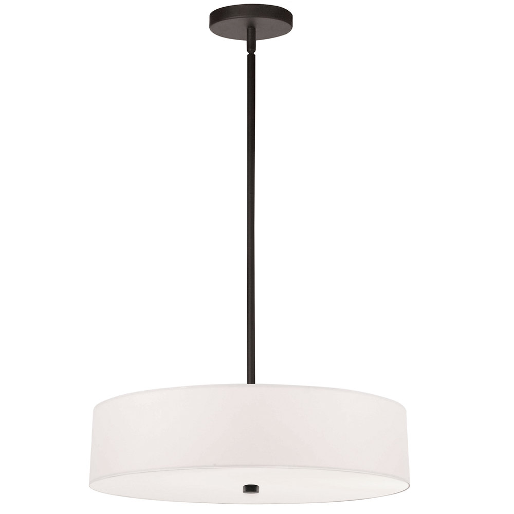 4 Light Incandescent Pendant, Matte Black with White Shade