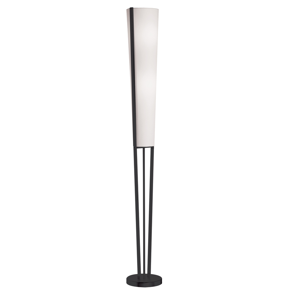 2 Light Incandescent Floor Lamp, Matte Black with White Shade