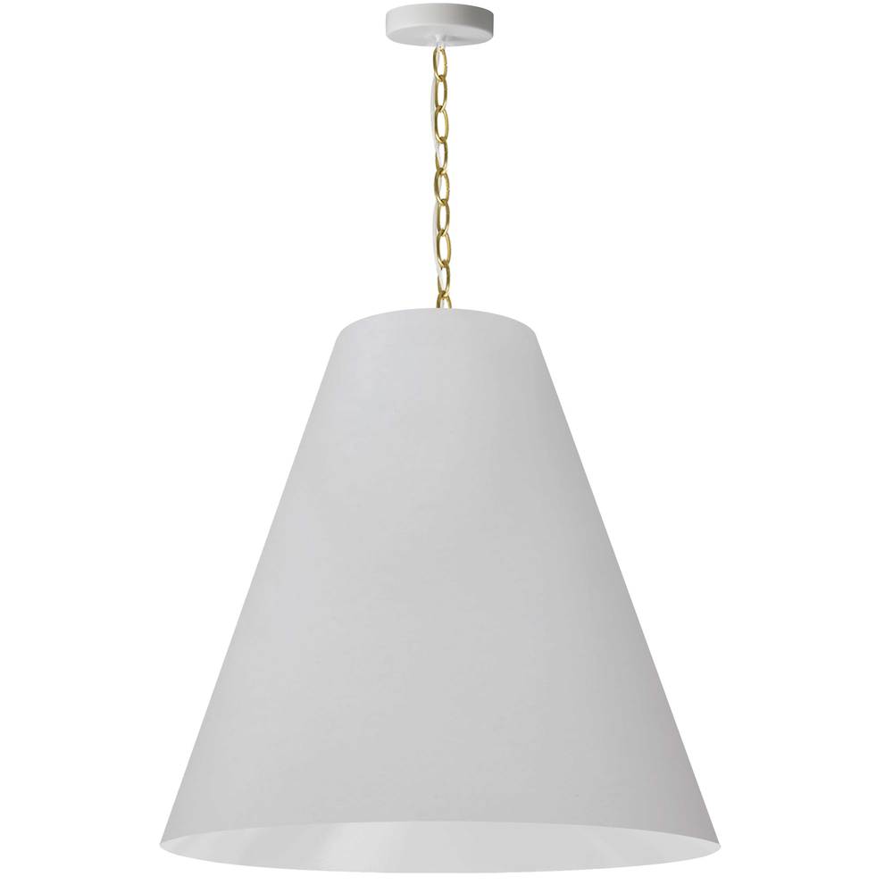 1 Light Large Anaya Aged Brass Pendant w/ White Shade