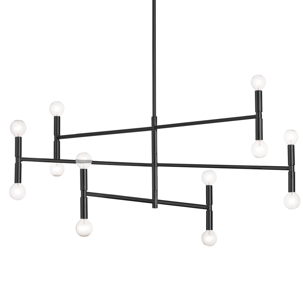 12 Light Incandescent Matte Black Chandelier