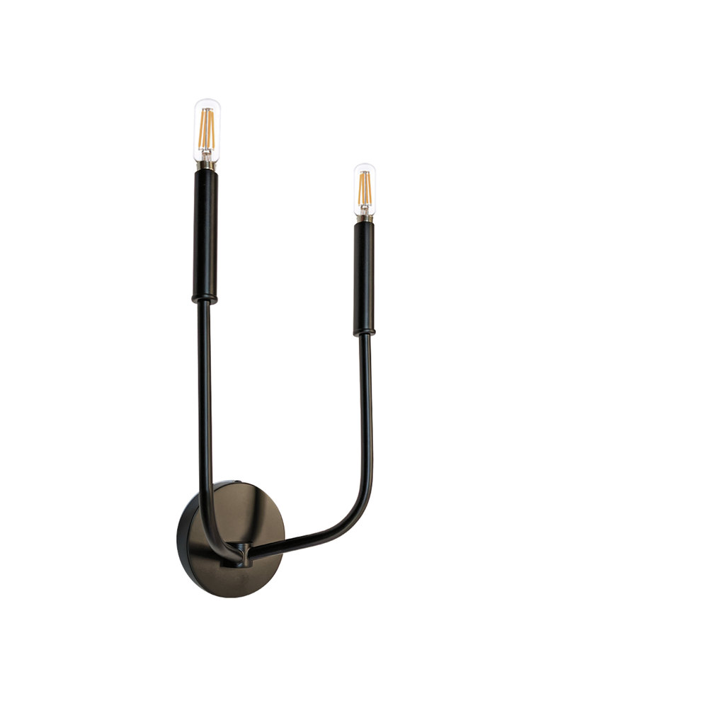 2 Light Incandescent Wall Sconce, Matte Black