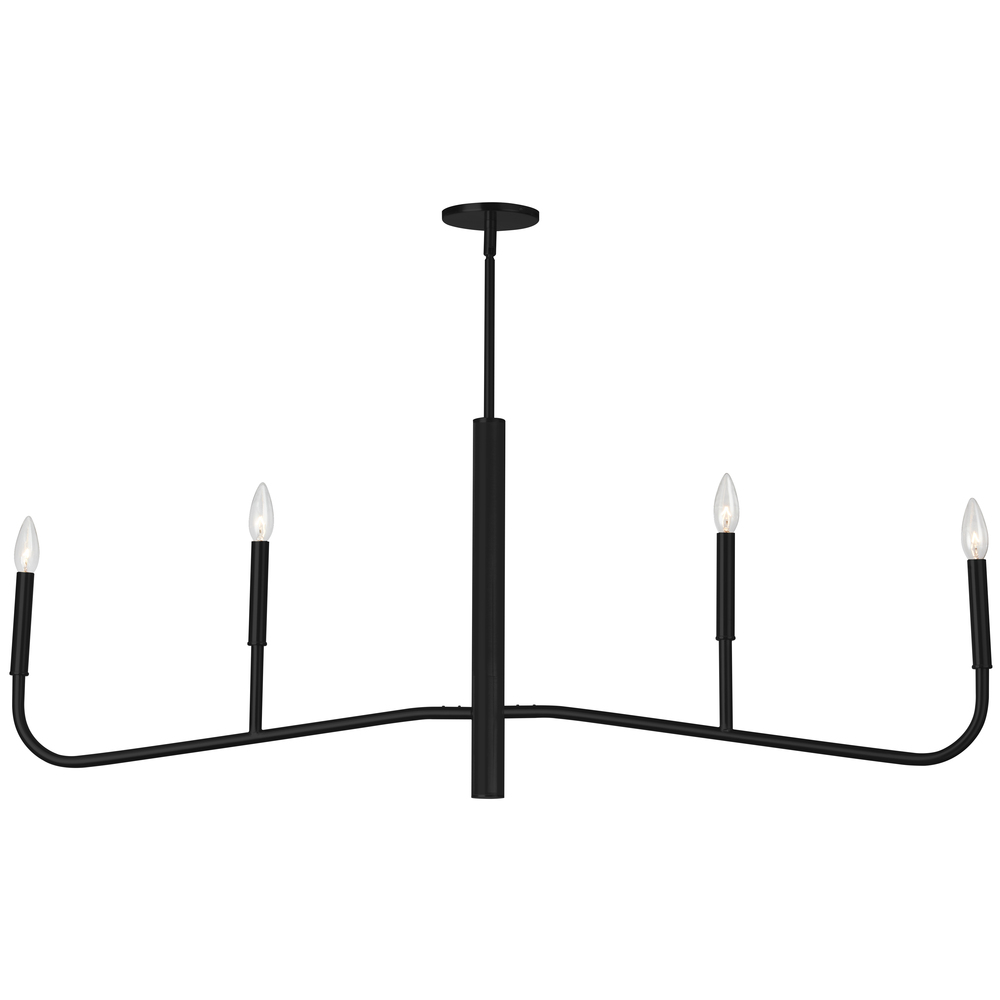 4 Light Incandescent Horizontal Chandelier, Matte Black