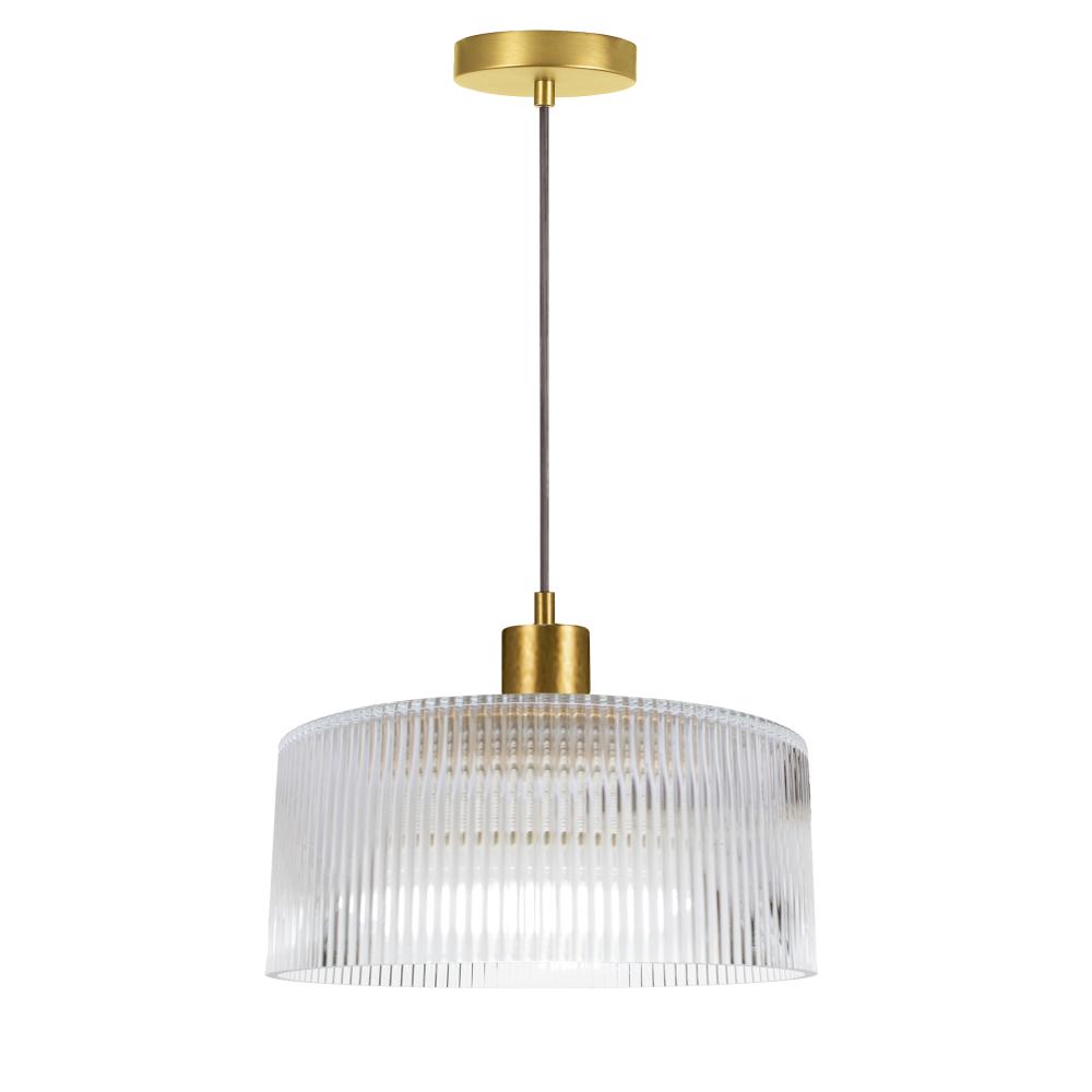 1 Light Pendant in Aged Brass w/ Fluted Glass