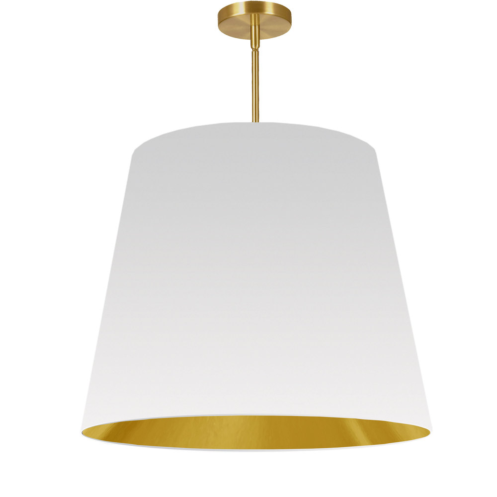 1 Light Oversized Drum Pendant Large White/Gold Shade