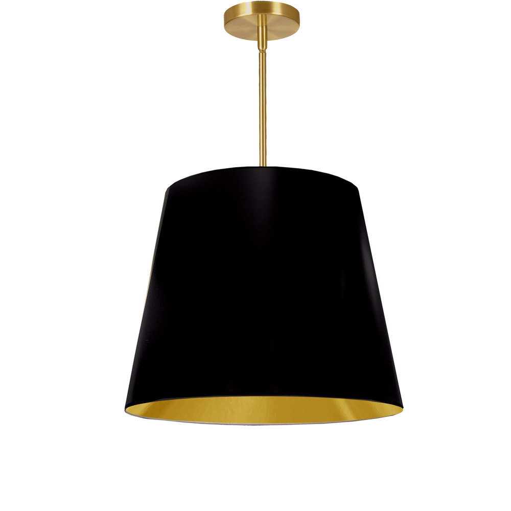 1LT Oversized Drum Pendant Medium, BK/GLD Shade