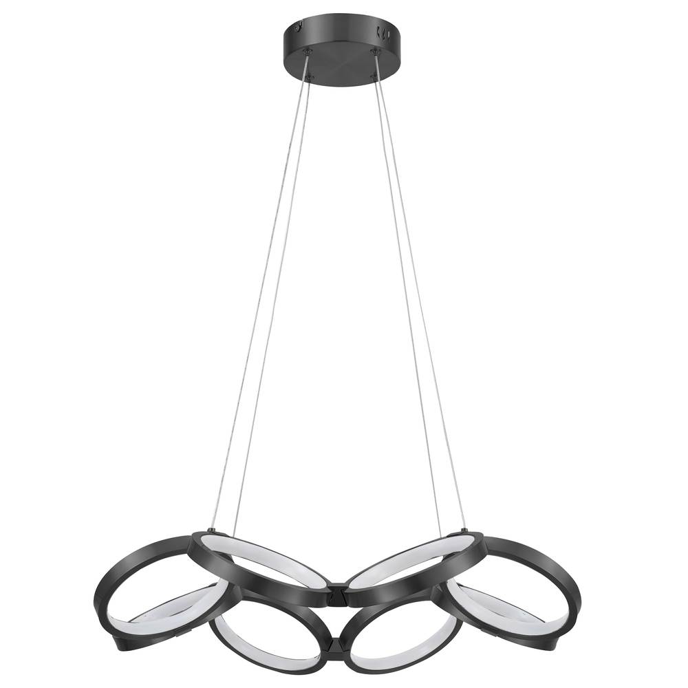 64W Chandelier, Matte Black w/ White Silicone Diffuser