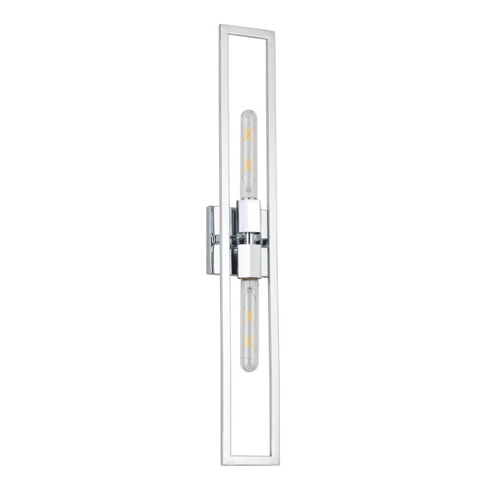 2 Light Incandescent Wall Sconce, Polished Chrome