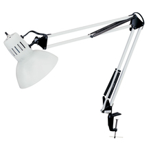 Dainolite DXL334-X-WH - Spring Balanced Clamp-On Lamp, Gloss White, 36" Reach