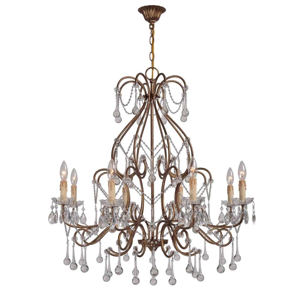 Grace Collection 8-Light Antique Gold Indoor Chandelier