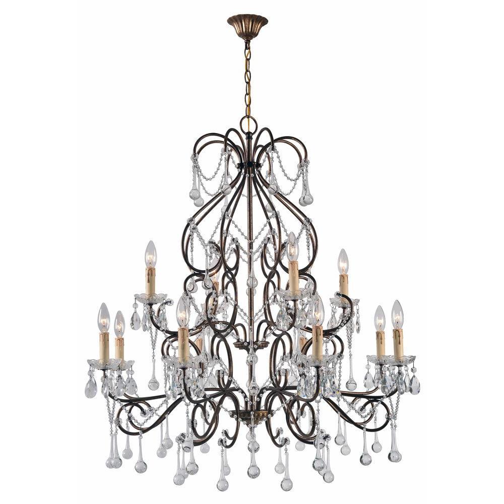 Grace Collection 12-Light Antique Gold Indoor Chandelier