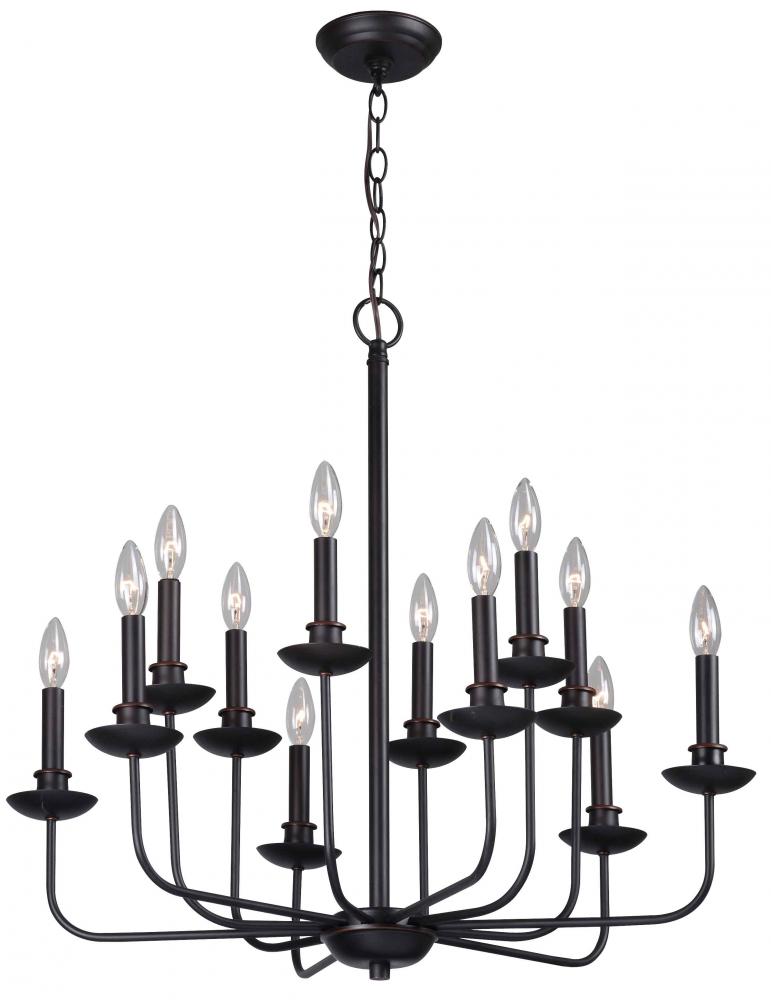 Colonial 12-Light Euro Bronze Chandelier