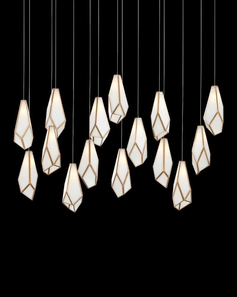 Glace White 15-Light Linear Multi-Drop Pendant