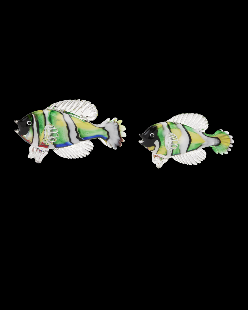 Rialto Green Glass Fish Set of 2